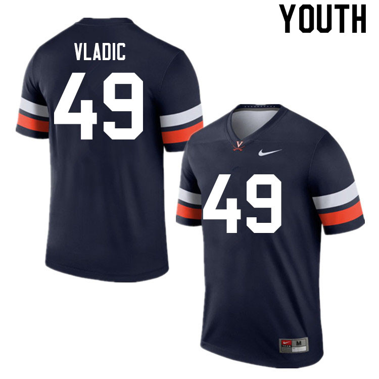 Youth #49 Vinnie Vladic Virginia Cavaliers College Football Jerseys Sale-Navy